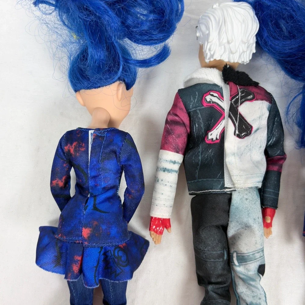 Disney Descendants Doll Lot Evie Carlos Hasbro Blue White Hair 3pc Set